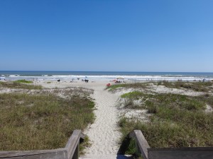 boardwalk ends into sand dunes